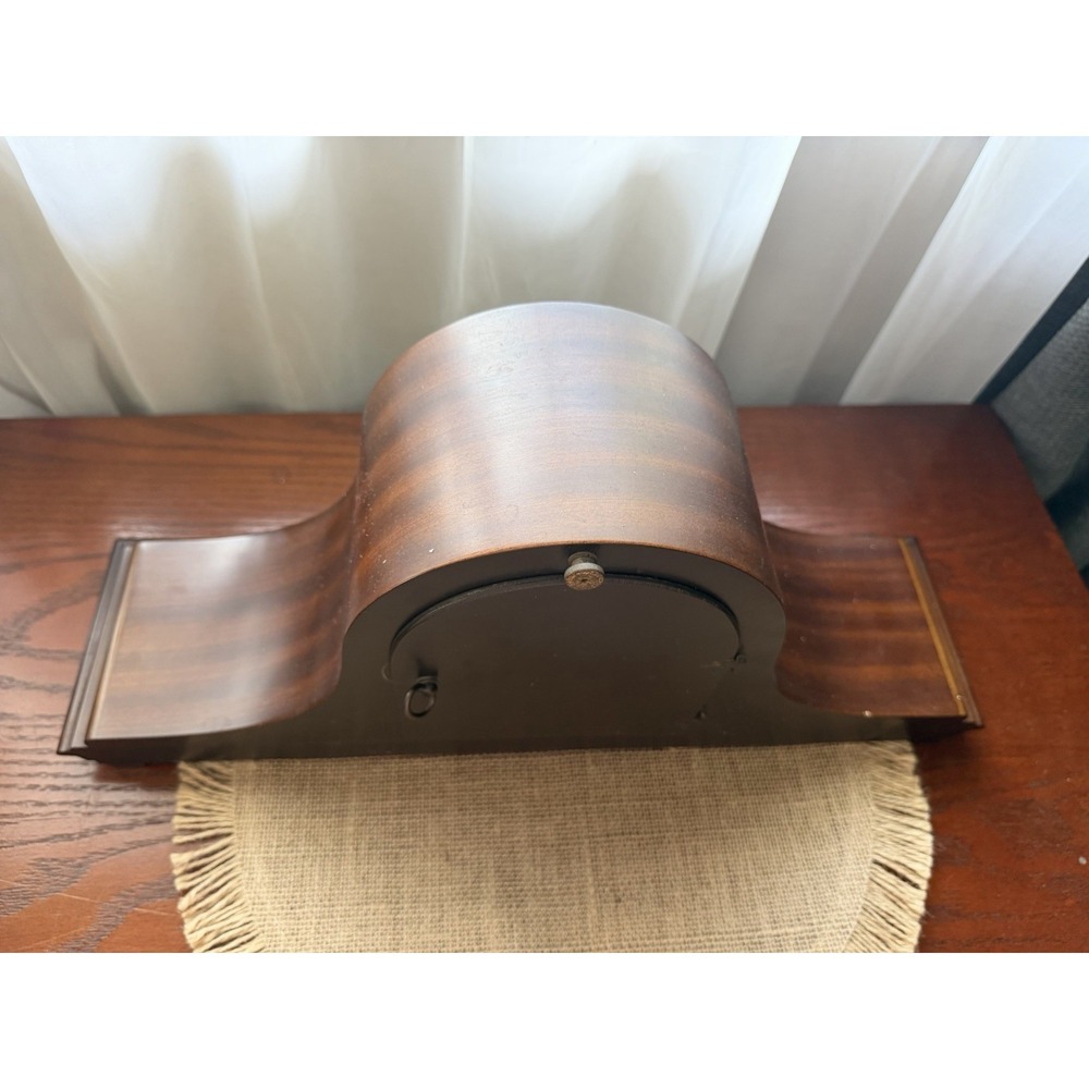 Vintage Elgin Welby Mahogany Humpback Franz Hermle Art Deco Mantle Clock Germany - Picture 12 of 16
